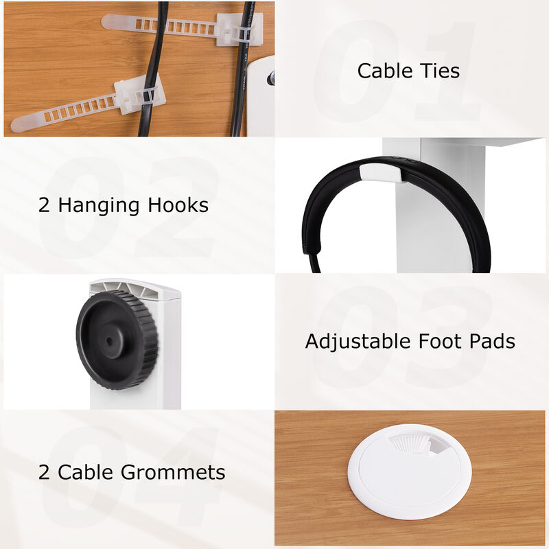 Adjustable Electric Standing Desk with 3 Memory Height Settings, Cable Management, and Hooks