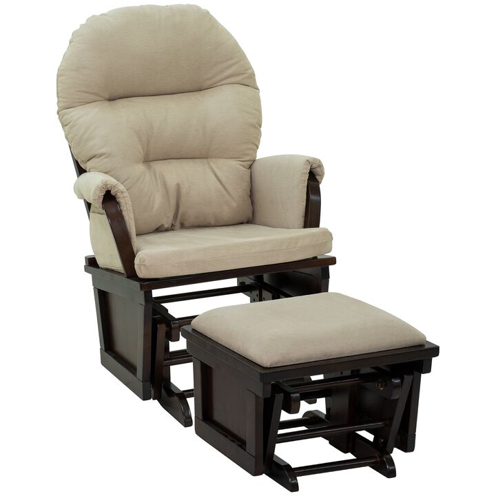 Cream White Baby Rocker: Nursery Glider Chair with Ottoman