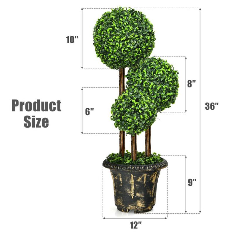 Hivvago 36-Inch Artificial Topiary Triple Ball Tree for Indoor and Outdoor