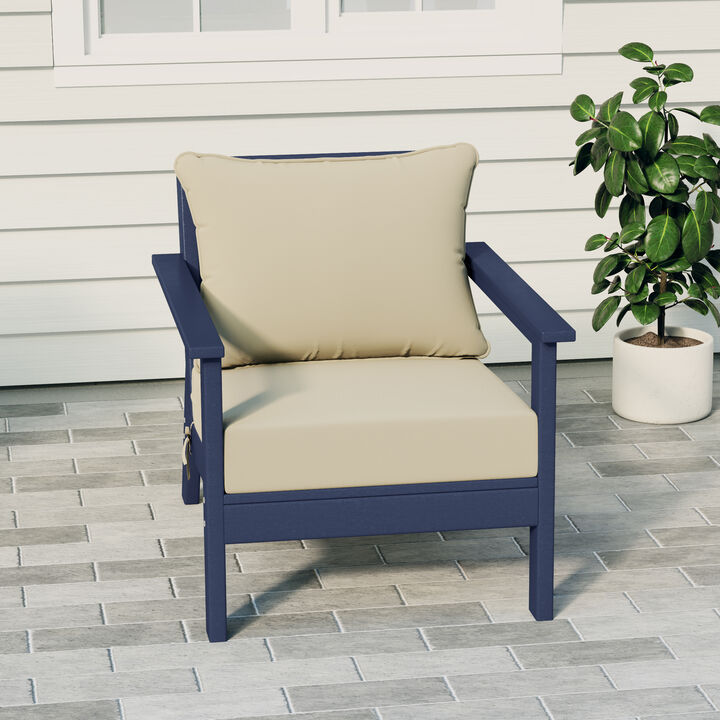 WestinTrends Outdoor Modern HDPE Patio Club Chair with Deep Seat Cushions