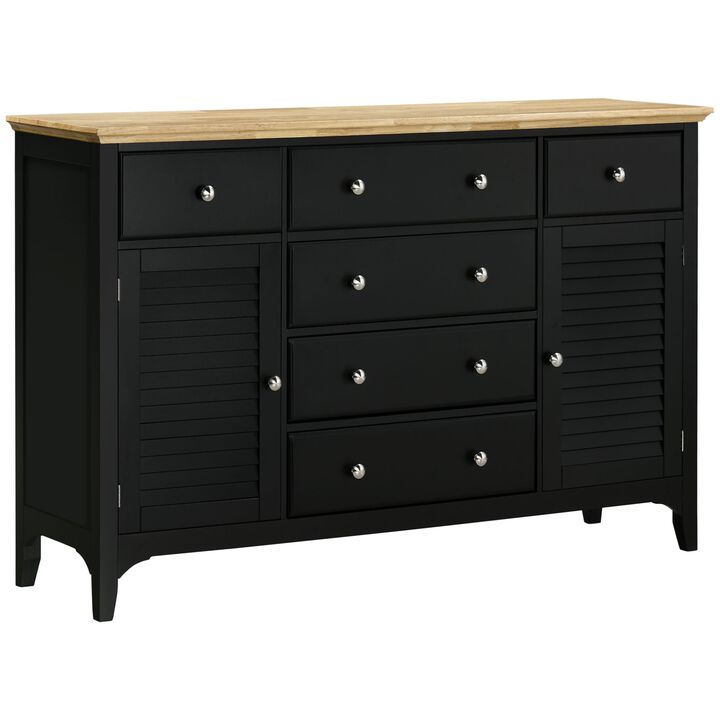 Black Kitchen Buffet: Modern Sideboard with Rubberwood Top