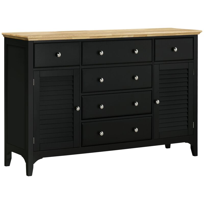 Black Kitchen Buffet: Modern Sideboard with Rubberwood Top