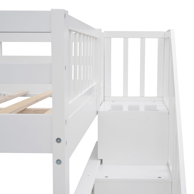 Modern Storage Bunk Bed with Open Shelves