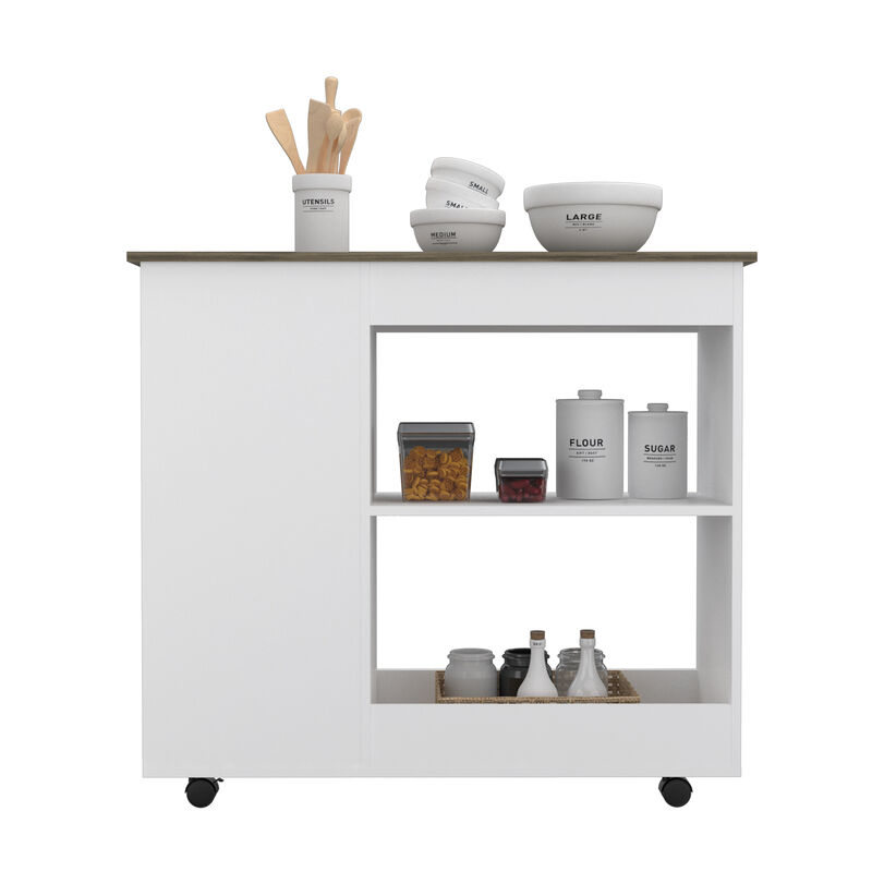 Kitchen Cart Kamizaze, Kitchen, White / Dark Brown