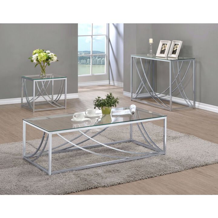 Coaster Co. of America Lille Rectangular Glass Top Coffee Table Chrome