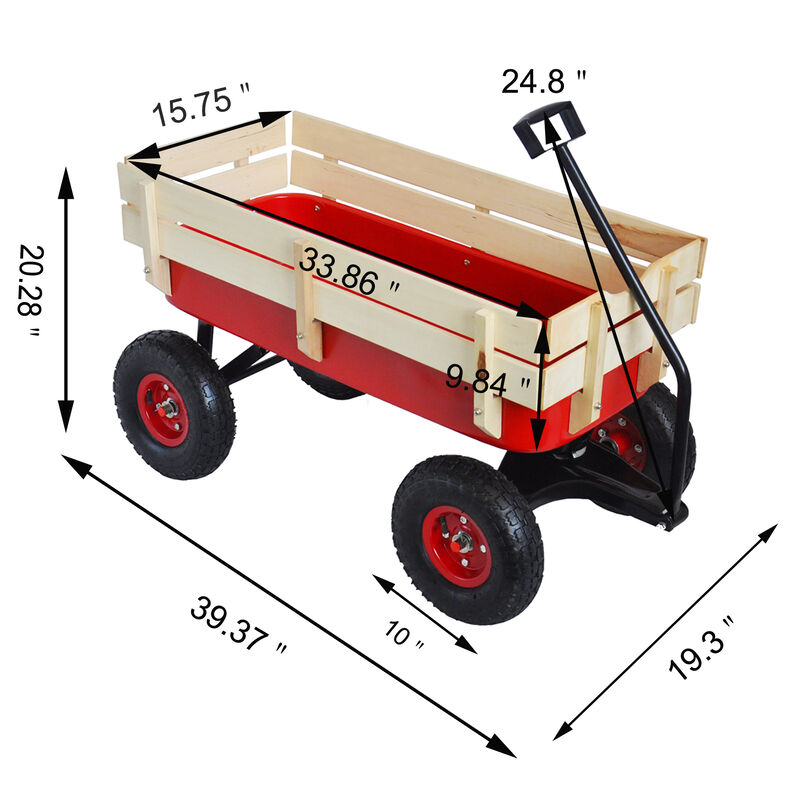 Heavy-Duty Outdoor Sport Wagon with Wooden Side Panels and Air Tires