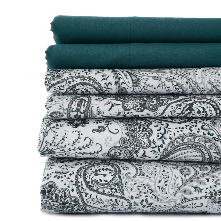 Lux Decor Collection Bed Sheets - Brushed Microfiber Paisley Sheet Set