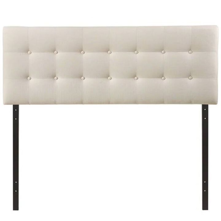 Hivvago Queen size Modern Ivory Fabric Upholstered Button Tufted Headboard