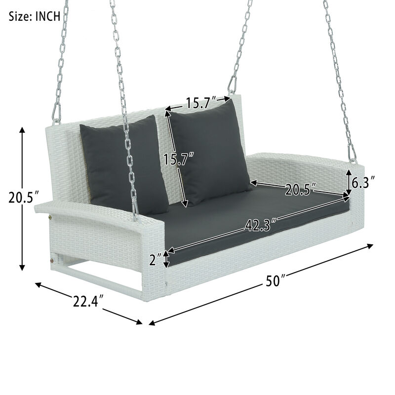 Merax 2-Person Wicker Hanging Porch Swing with Chains