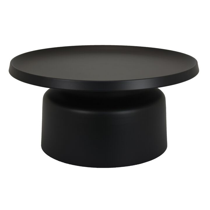 Ricca Plant Stand Table, Black Metal, Round 29 Inch Top, Pedestal Base - Benzara