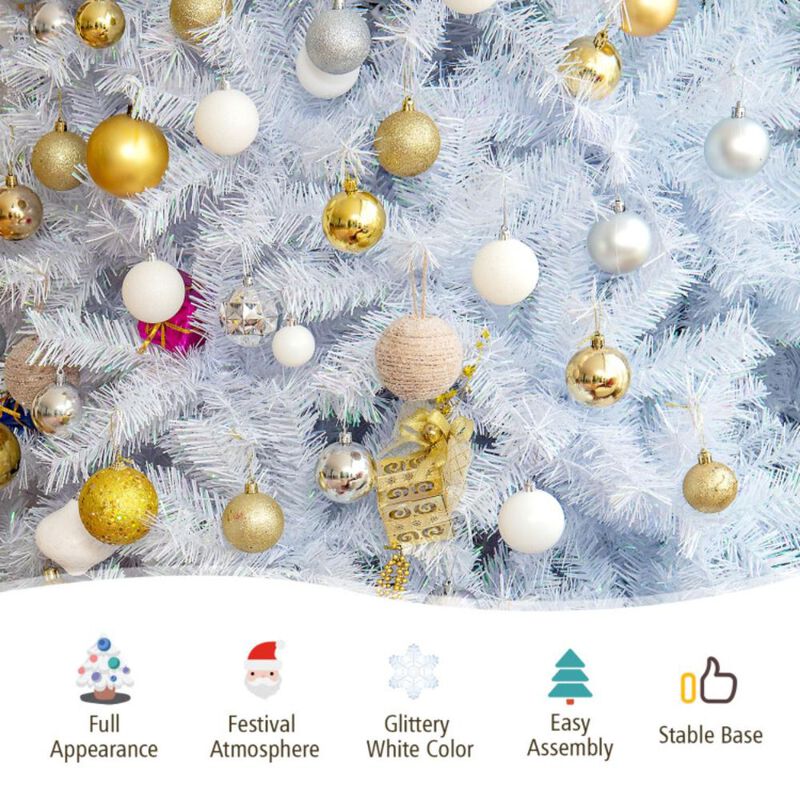 Hivvago Artificial Christmas Tree with Iridescent Branch Tips and Metal Base