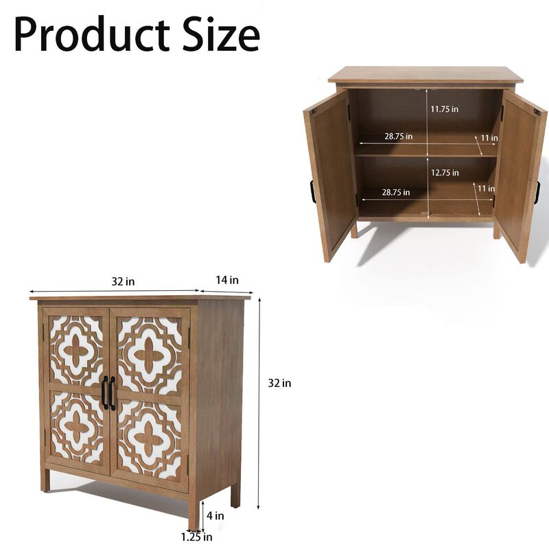 Hand-Carved 2-Doors Accent Cabinet - Traditional Craftsmanship and Functionality Combined