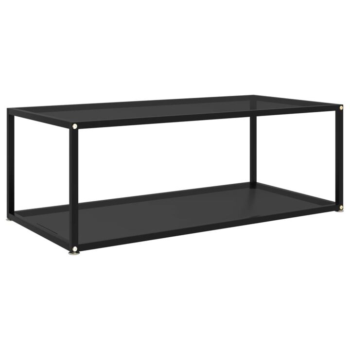 vidaXL Tea Table Black 39.4"x19.7"x13.8" Tempered Glass