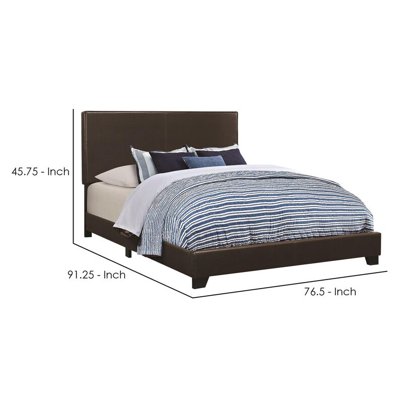 Leather Upholstered California King Size Platform Bed, Brown-Benzara