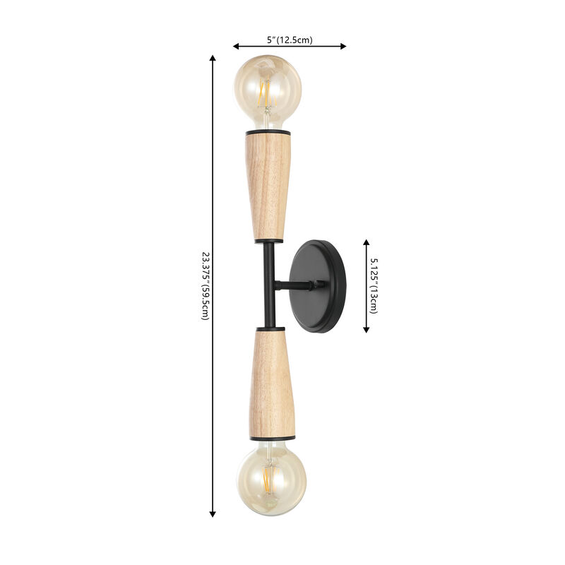Katia 2-Light Modern Designer Iron/Wood Double Sided Hourglass LED Sconce