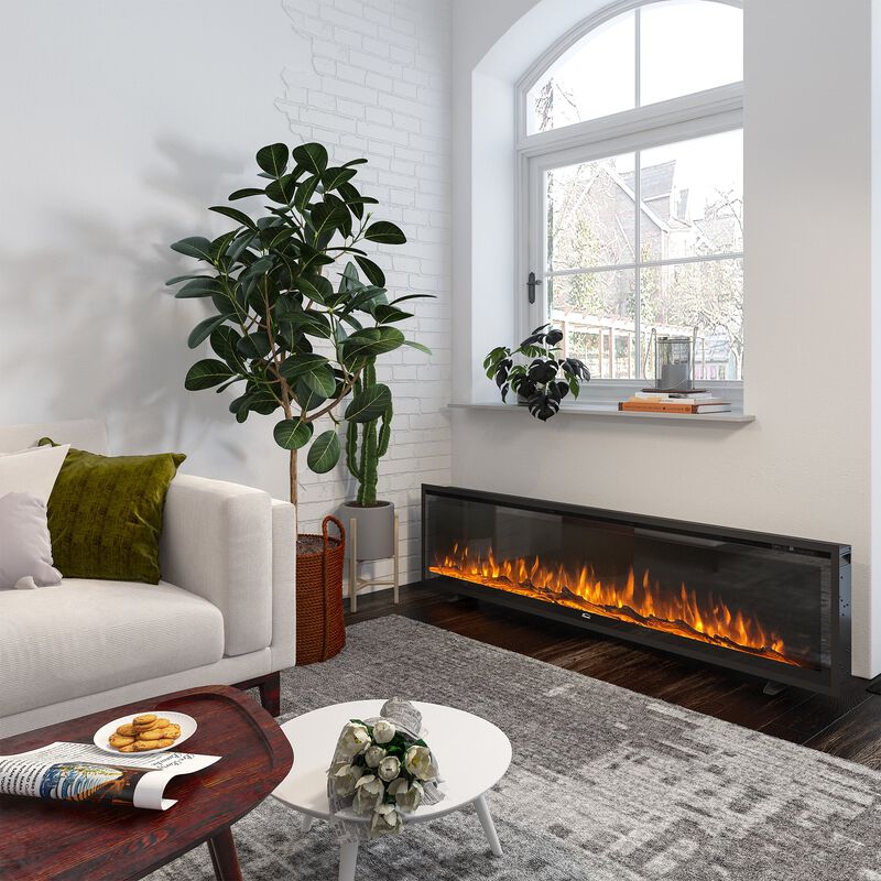MONDAWE 60" Recessed Wall-mounted Freestanding Electric Fireplace with Remote Control
