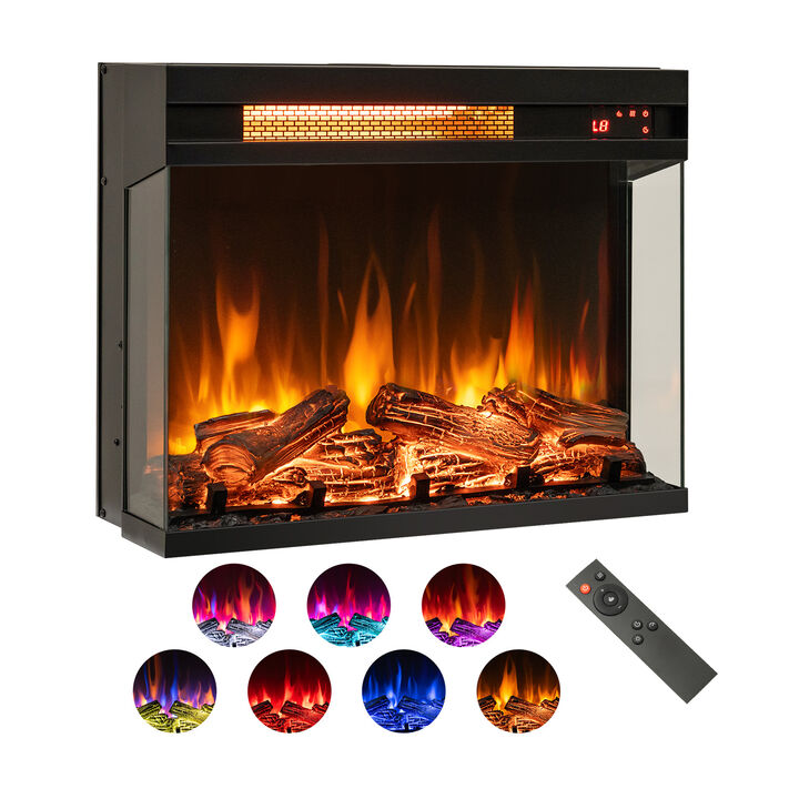 23-Inch 3-Sided Electric Fireplace Insert, 1500W Recessed Design for Modern Interiors