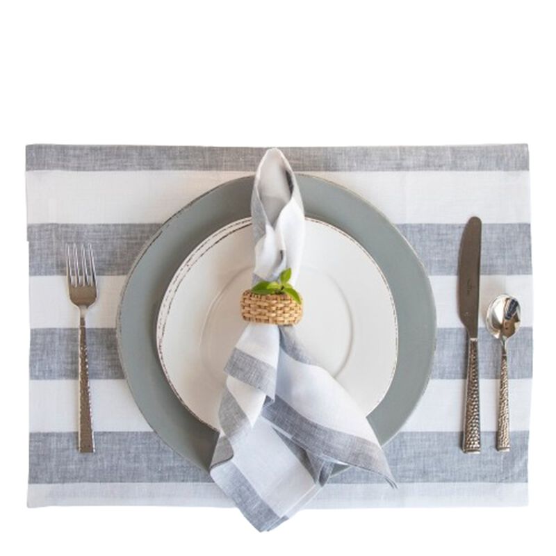 Solino Home 100% Pure Linen Placemats | Cabana Stripe for Spring & Easter