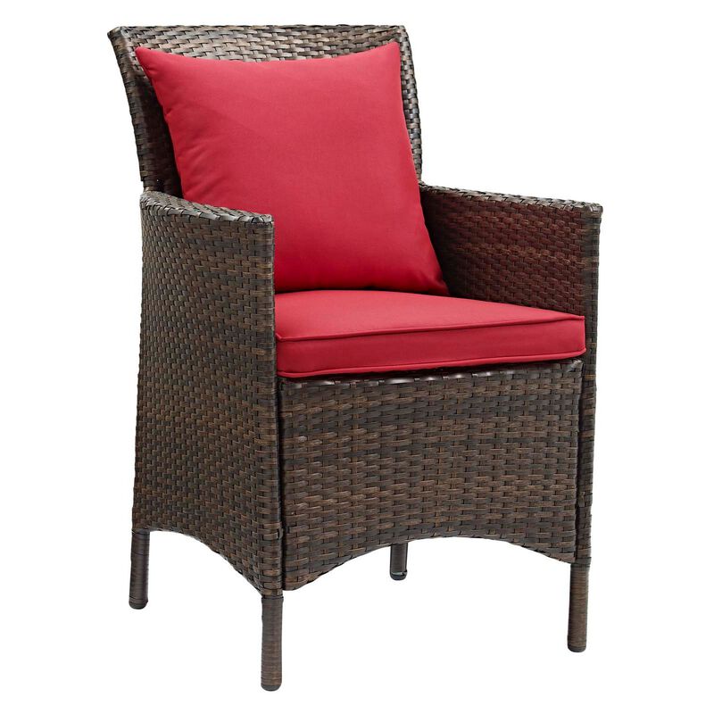 Conduit Outdoor Patio Wicker Rattan Dining Armchair Set of 2-Benzara