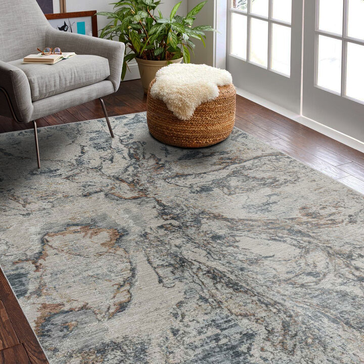 Melo Rug Branch Abstract Modern Iceland Beige Blue Indoor Area Rug
