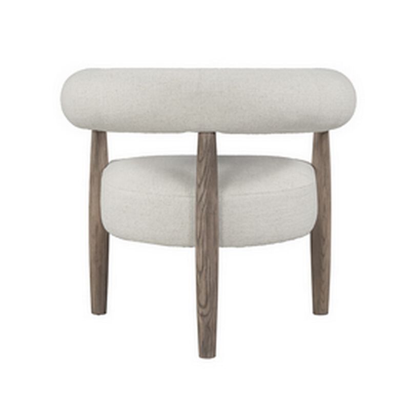 Zob 33 Inch Armchair, Wishbone Curved Cushioned Frame, Off White, Taupe - Benzara