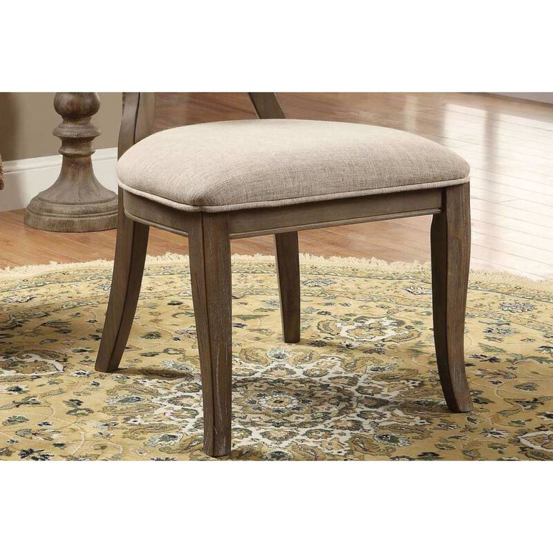 Transitional Rustic Oak And Side Chairs Set Of 2 Chairs Dining Room Furniture Padded