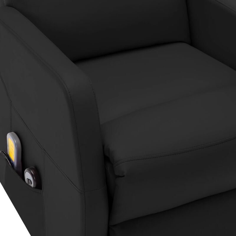 Power Lift Massage Recliner Black Faux Leather