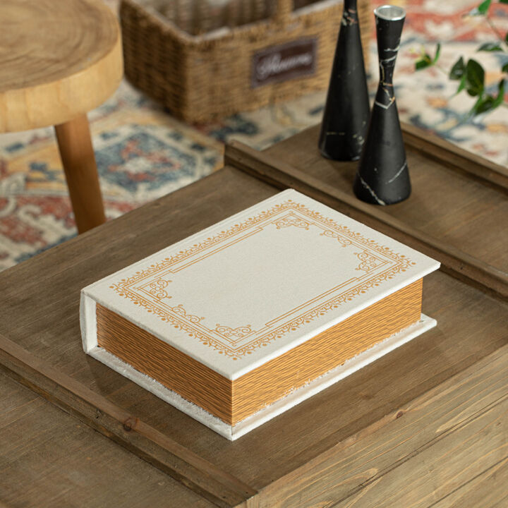 Decorative Vintage Book Shaped Trinket Storage Box - Black