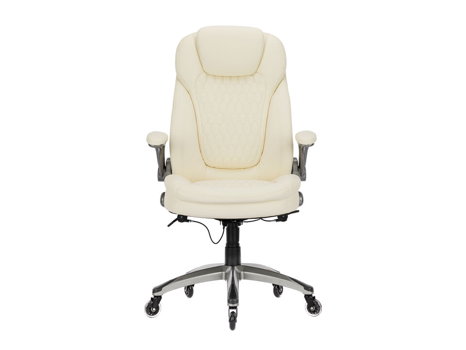 High Back Executive PU Leather Office Chair With Blade Wheels, Adjustable Height, Rocking Tension
