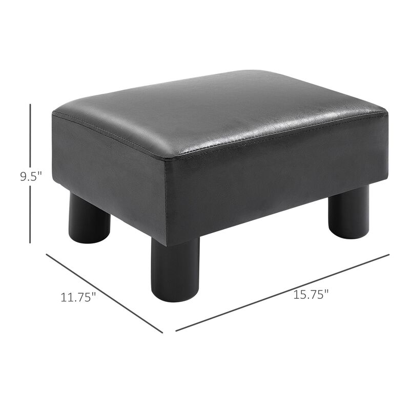 Ebony Relaxation: Padded Black Rectangular Ottoman for Living Spaces