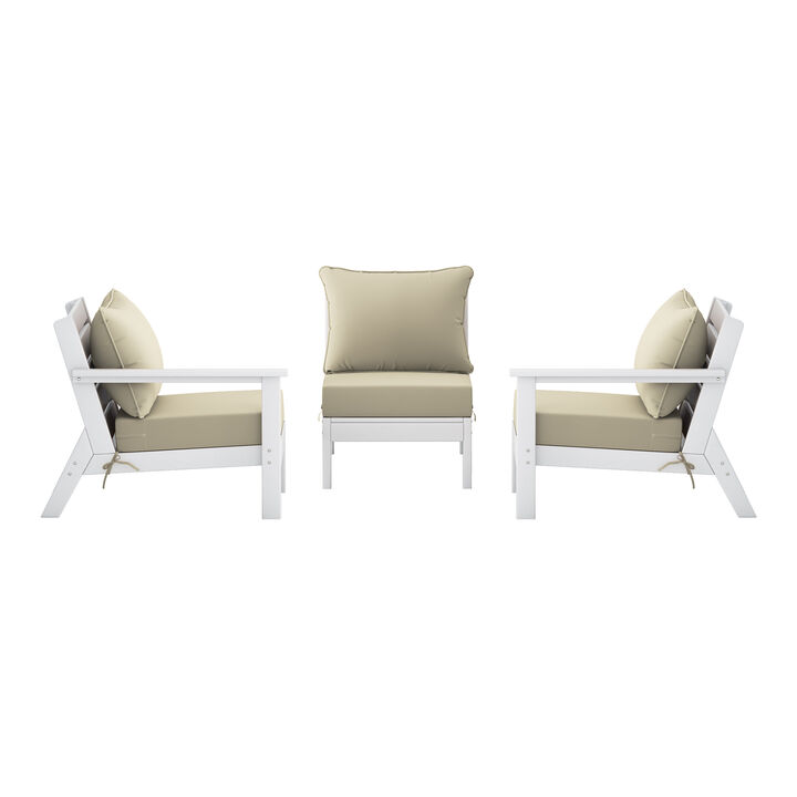 WestinTrends Outdoor Patio HDPE Sectional Sofa with Patio Cushions