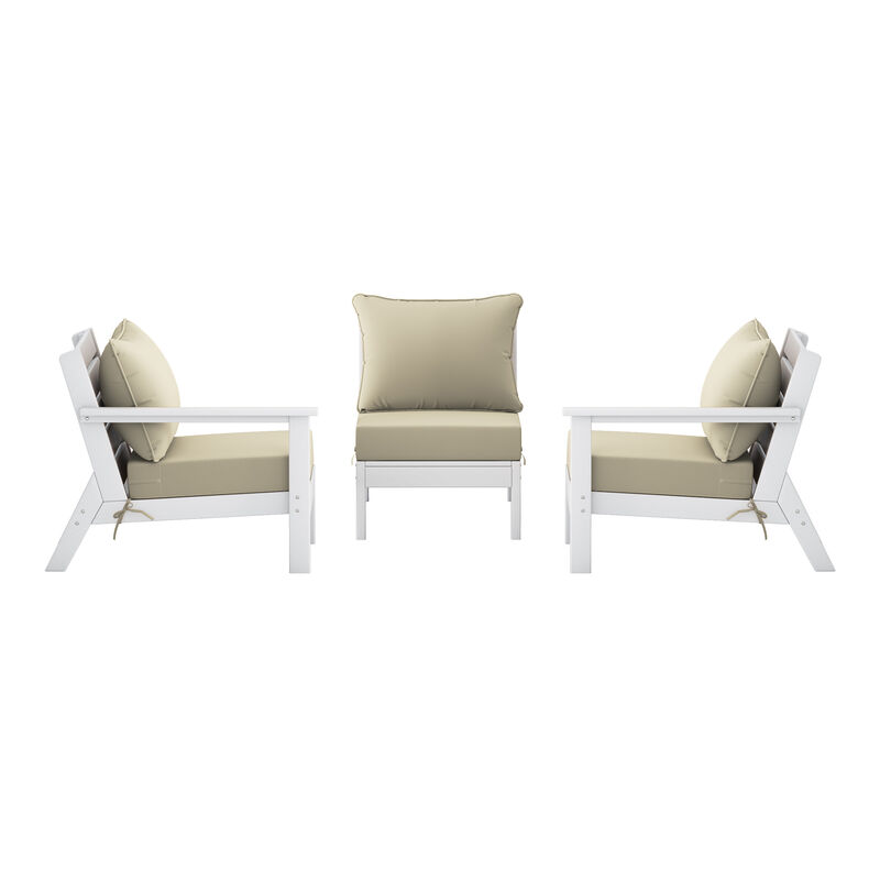 WestinTrends Outdoor Patio HDPE Sectional Sofa with Patio Cushions