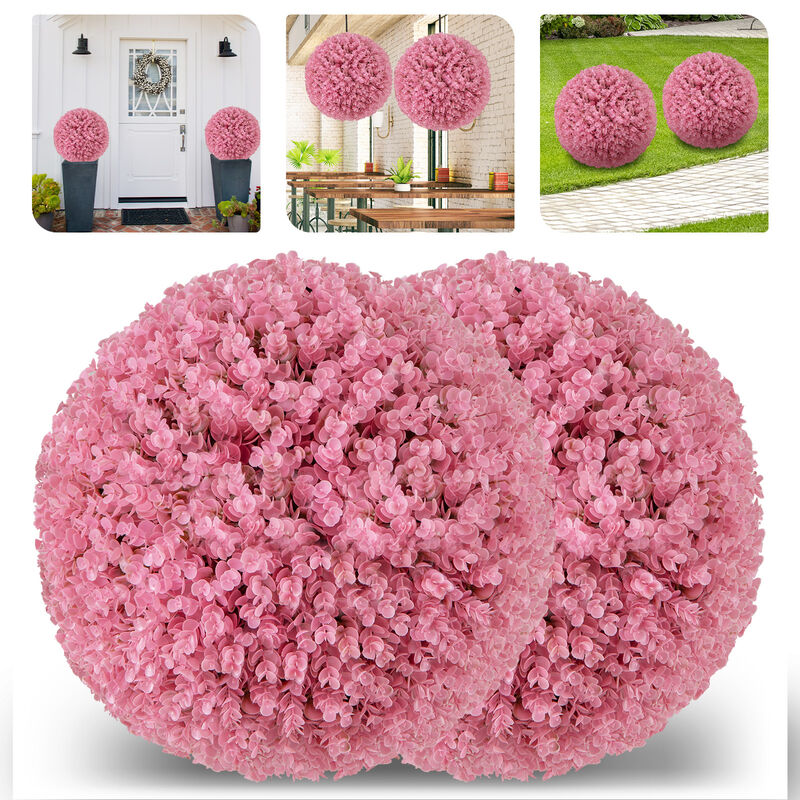 17.5" Faux Purple Eucalyptus Decorative Balls with 7-Layer Leaves for Backyard, Porch, Garden, and Wedding