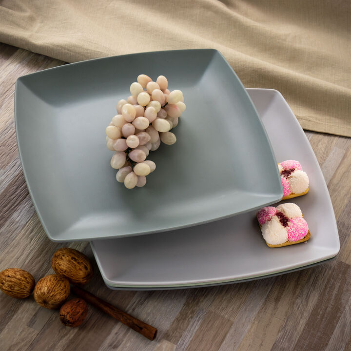Gibson Home Grayson 4 Piece 10.5 Inch Square Melamine Dinner Plate Set in Assorted Colors