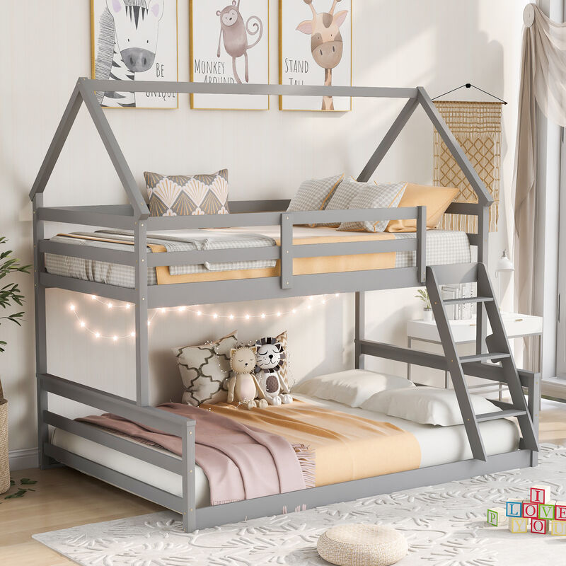 Merax House Bunk Bed with Built-in Ladder