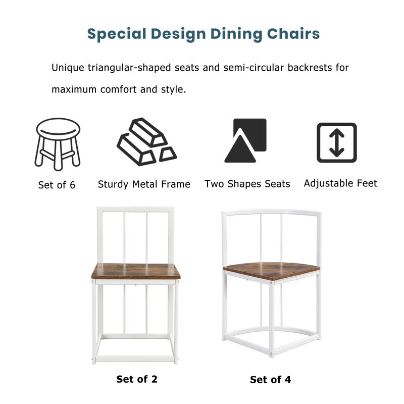 Modern 7-Piece Dining Table Set With Faux Marble Compact 5 5" Kitchen Table Set For 6, White