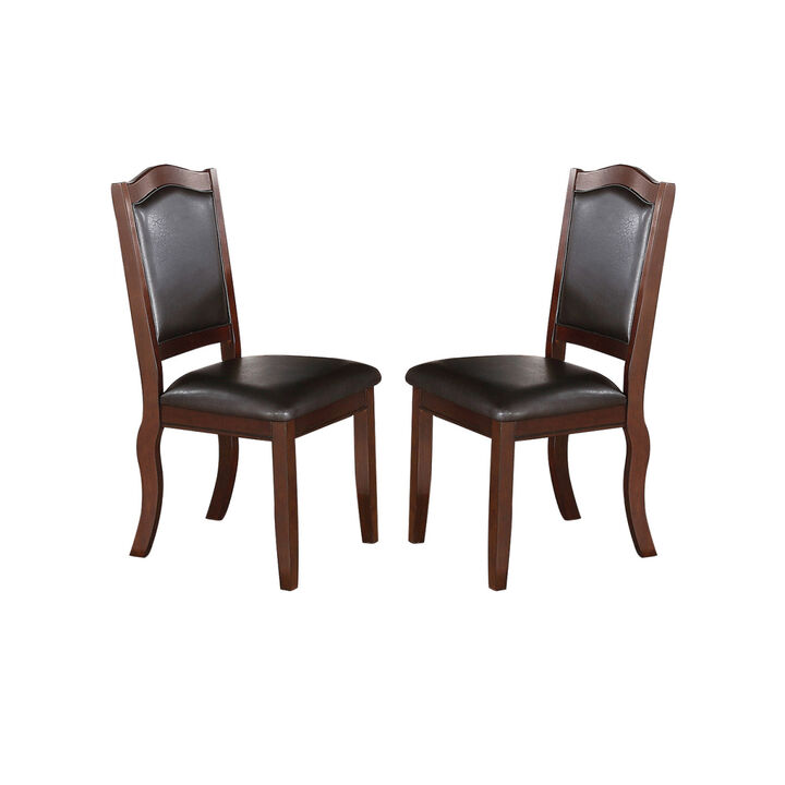 Faux Leather Upholstered Dining Chairs, Brown(Set Of 2)