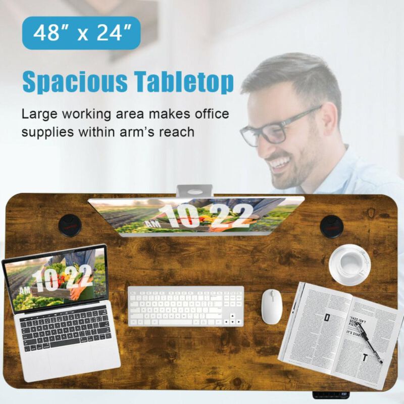 Costway 48-inch Electric Height Adjustable Standing Desk with USB Port