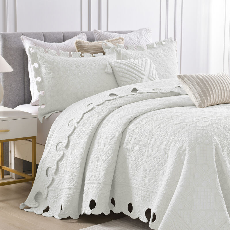 MarCielo 100% Cotton Oversized Bedspread Quilt Set Embroidery TW