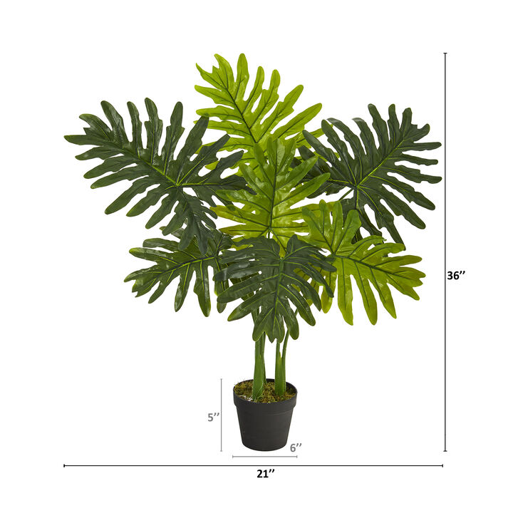 Hivvago 3" Philodendron Artificial Plant (Real Touch)