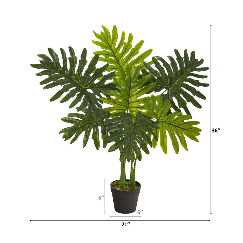 Hivvago 3" Philodendron Artificial Plant (Real Touch)