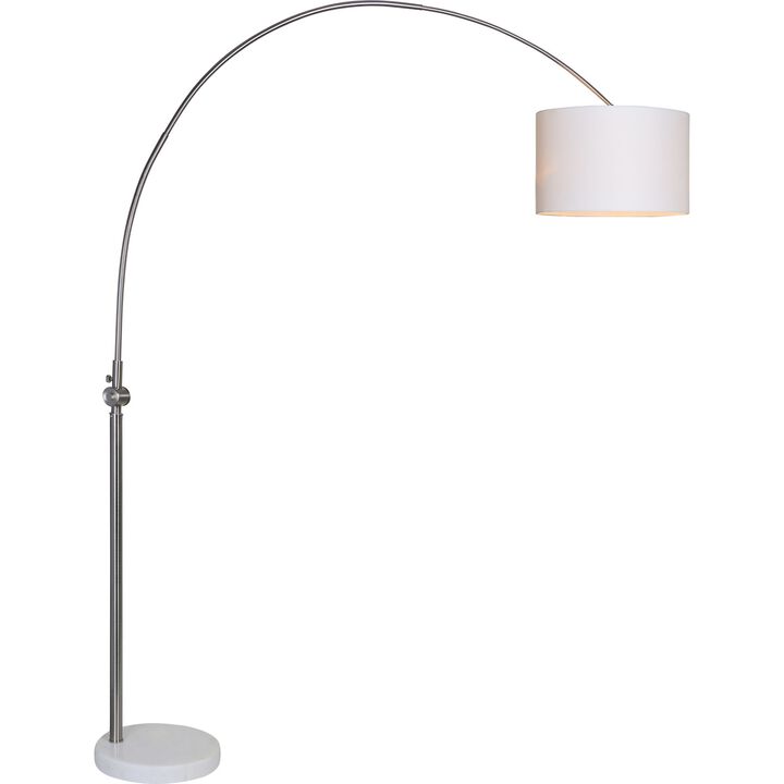 82.5" White and Silver Drum Lampshade Floor Lamp