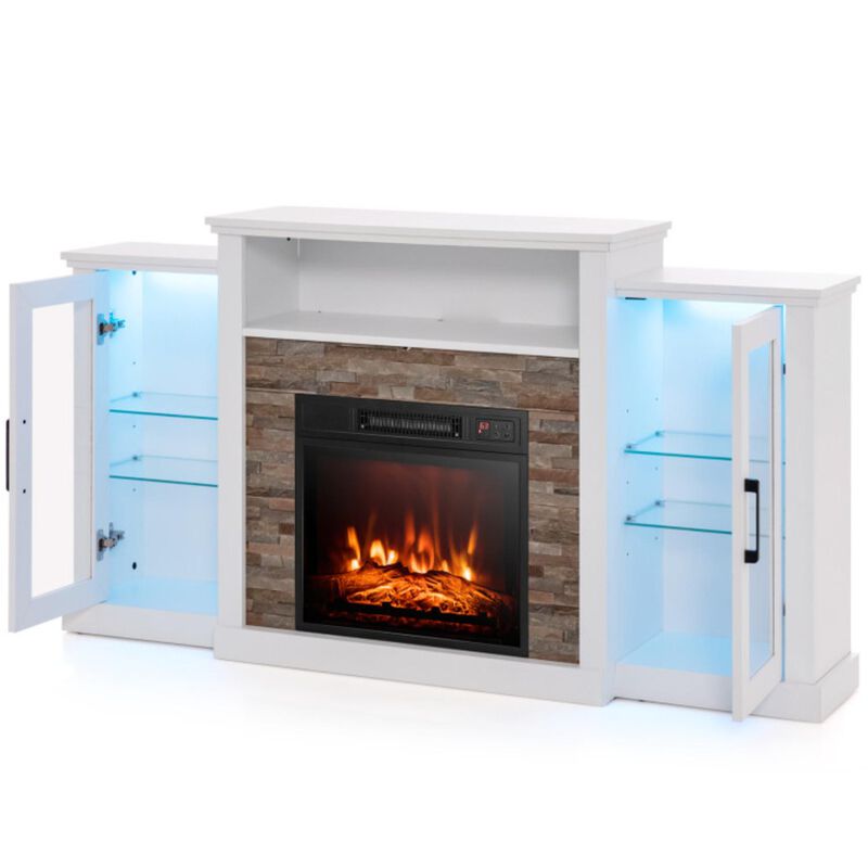 Hivvago Fireplace TV Stand with 16-Color Led Lights for TVs up to 65 Inch