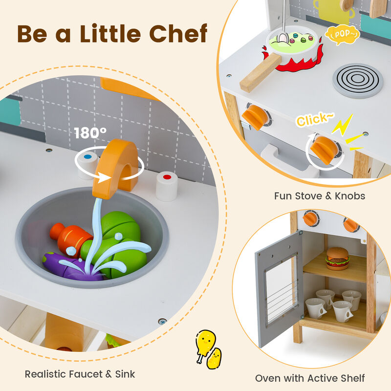 Toddler Pretend Kitchen Set with Cookware Accessories Fun Toy for Boys and Girls