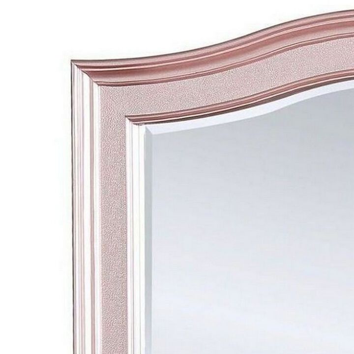 46 Inch Contemporary Style Wooden Frame Mirror, Rose Pink-Benzara