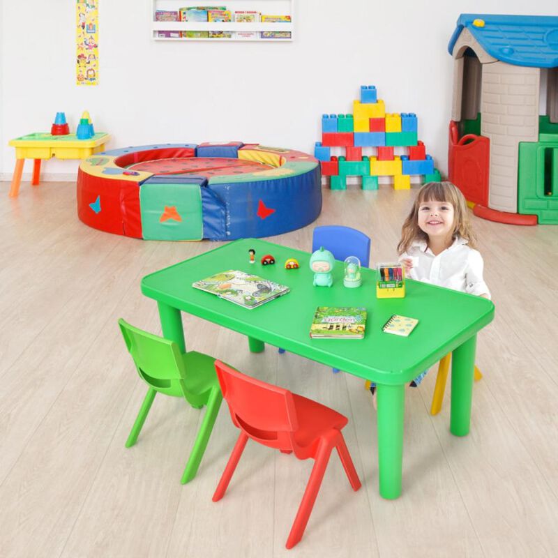 Hivvago Kids Colorful Plastic Table and 4 Chairs Set
