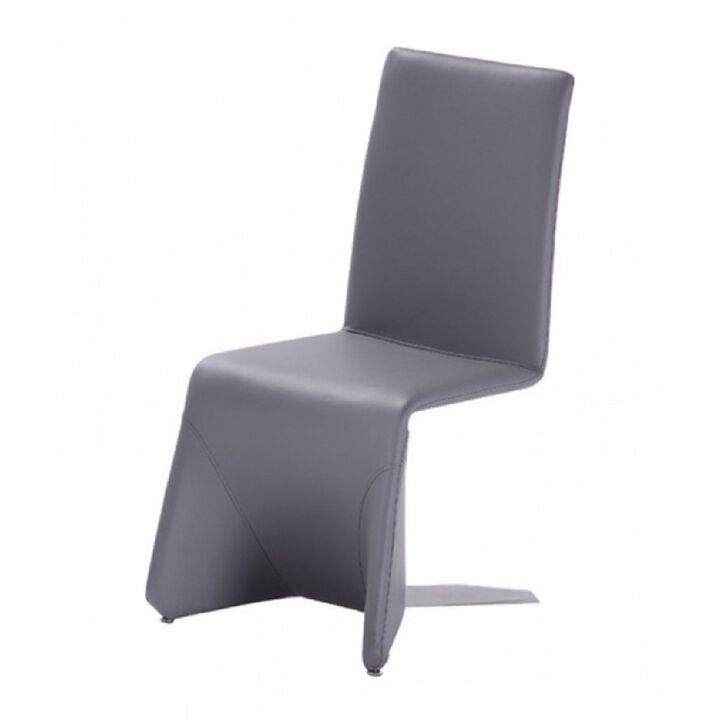 Fully Leatherette Upholstered Metal Frame Dining Chair, Set of 2, Gray-Benzara