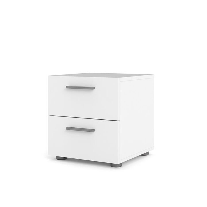 Furnifact Modern White 2 Drawer Nightstand - Stylish Bedroom Nightstand With Drawers