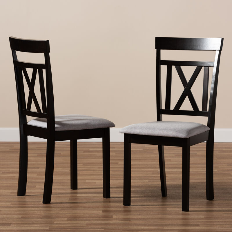 Baxton Studio Rosie Modern Grey Fabric Upholstered Dining Chairs Set of 2
