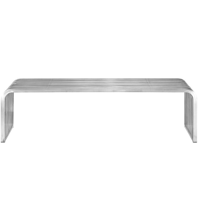 Silver Pipe Stainless Steel Bench-Benzara